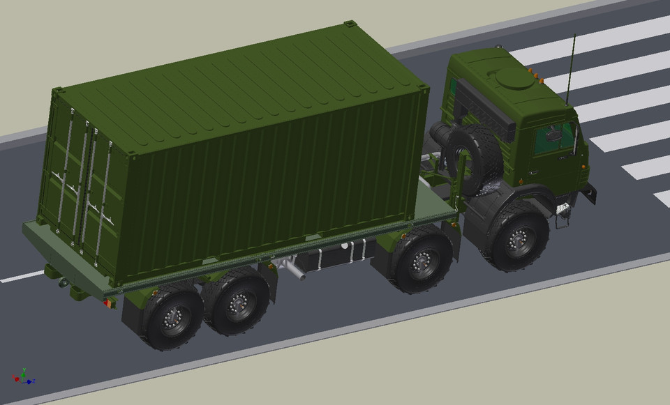 俄罗斯卡车KAMAZ 63501 8X8，带集装箱20英尺