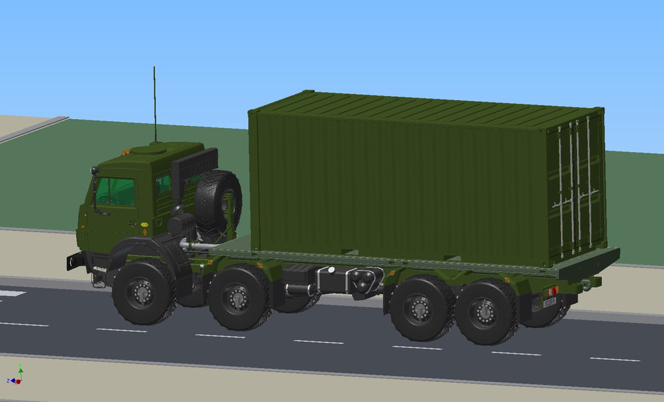 俄罗斯卡车KAMAZ 63501 8X8，带集装箱20英尺