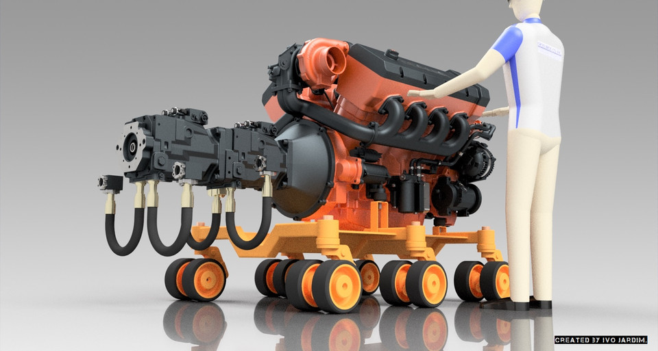 发动机V8涡轮增压/静液压变速器