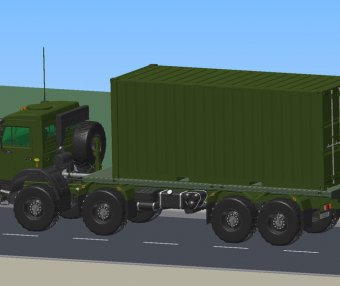 俄罗斯卡车KAMAZ 63501 8X8，带集装箱20英尺